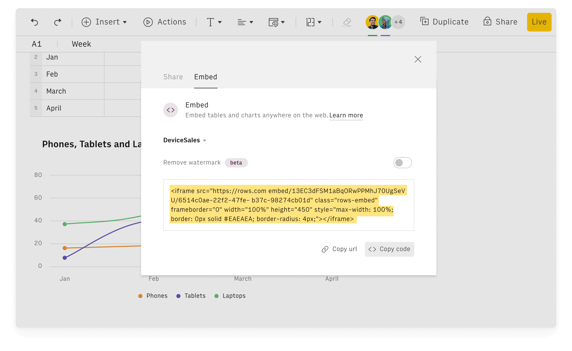 Embed beautiful charts and tables anywhere on the web.