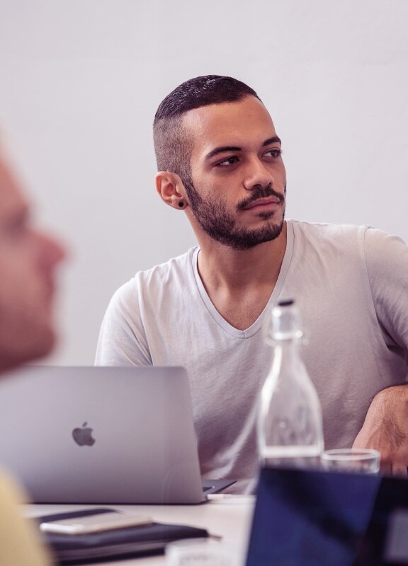 picture of a coworker during a meeting